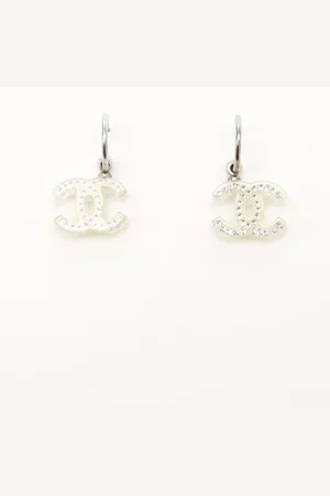 CHANEL Coco Mark Resin and Rhinestone Dangling Earrings