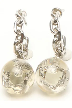 LOUIS VUITTON Monogram Clear Charm Hoop Earrings