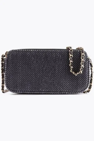 CHANEL Raffia Deauville Double Zip Wallet On Chain