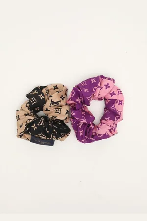 LOUIS VUITTON Set Of 2 Silk Hair Scrunchies