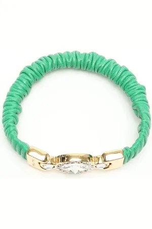 Miu Miu Rhinestone Leather Bracelet