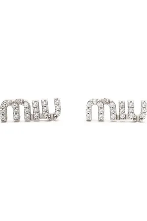 Miu Miu Logo Rhinestone Earrings