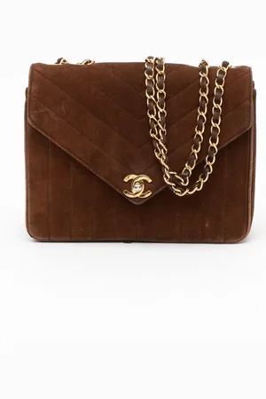 CHANEL Suede Chevron Flap Bag