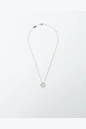 Van cleef Vintage Alhambra Mother-of-Pearl 18k White Gold Full Set Necklace