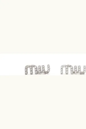 Miu Miu Logo Rhinestone Earrings