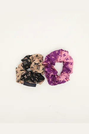 LOUIS VUITTON Set Of 2 Silk Hair Scrunchies