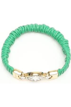 Miu Miu Rhinestone Leather Bracelet