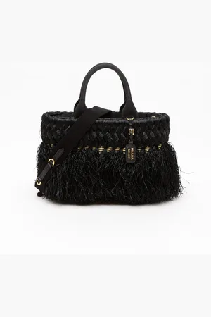 Prada Fringed Raffia Canapa Tote Bag