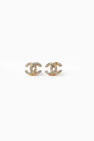 CHANEL Coco Mark Rhinestone Earrings