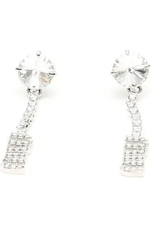 Miu Miu Logo Rhinestone Dangling Earrings