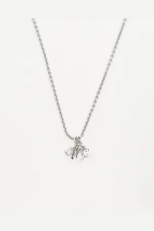 Dior Vintage Silber Logo Charm Halskette