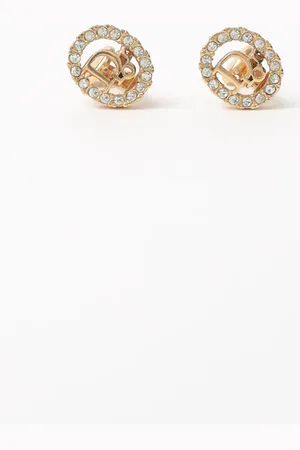 Dior Rhinestone Logo Earrings