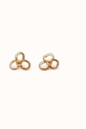 CHANEL Coco Mark Camelia Earrings