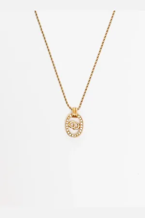 Dior CD Oval Logo Strasssteine Halskette