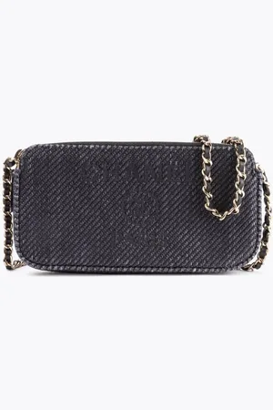CHANEL Raffia Deauville Double Zip Wallet On Chain