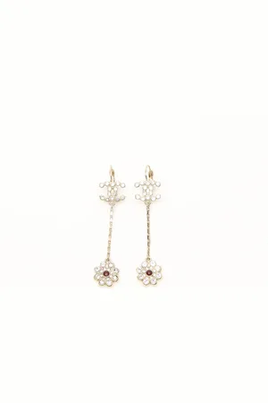 CHANEL Coco Mark Rhinestone Dangling Earrings