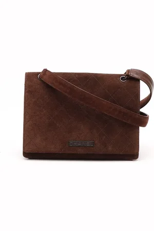 CHANEL Suede Full Flap Crossbody Bag