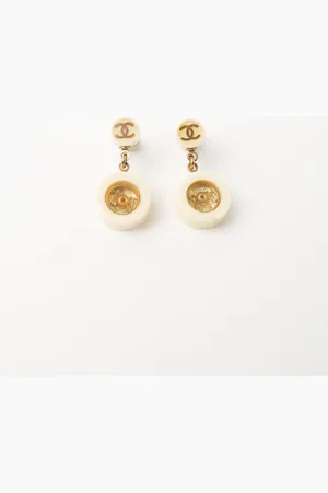 CHANEL Coco Button Resin Earrings