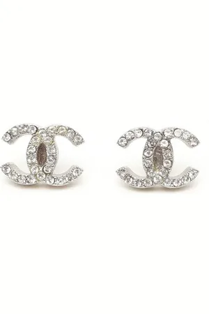 CHANEL Coco Mark Rhinestone Earrings
