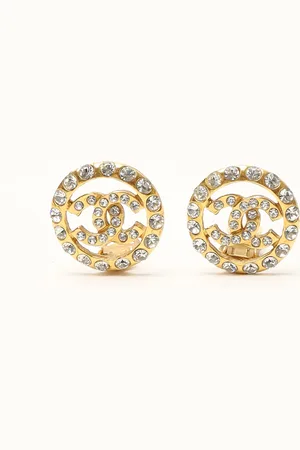 CHANEL CC Rhinestone Clip-on Earrings