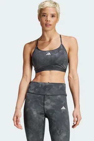 adidas Aeroreact Training Essentials Light Support Tie-Dye Flower-Print Bra