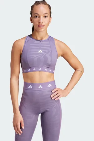 adidas Powerimpact Training Medium-Support Techfit High-Neck Zip Bra