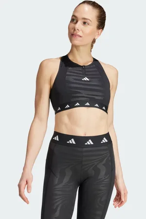 adidas Powerimpact Training Medium-Support Techfit High-Neck Zip Bra