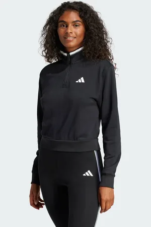 adidas Essentials Color Pop French Terry Crop Quarter-Zip Track Jacket