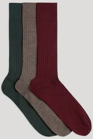 Asket The Merino Sock 3-Pack Light Brown/Dark Green/Burgundy