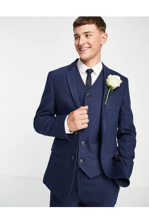 ASOS Wedding super skinny wool mix suit jacket in herringbone