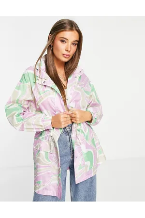 ASOS Naiset Sadetakit - Printed rain jacket in pink and green