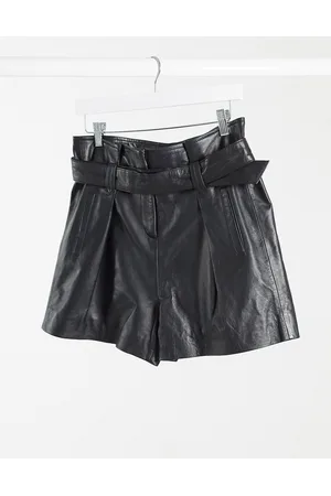 Muubaa Donan paper-bag waist leather shorts in