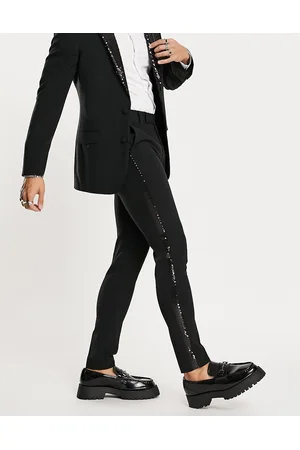 ASOS Super skinny tuxedo trousers in with sequin lapel