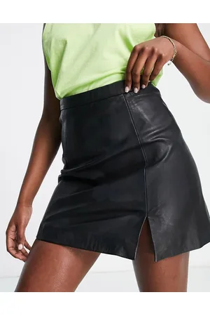 Muubaa Naiset Minihameet - Leather high rise split front mini skirt in