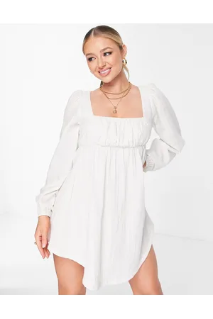 ASOS Milkmaid double gauze beach cover up in natural