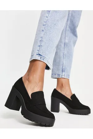 London Rebel Chunky loafer heeled shoes in
