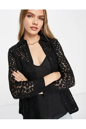 Whistles Longline lace detail shirt in