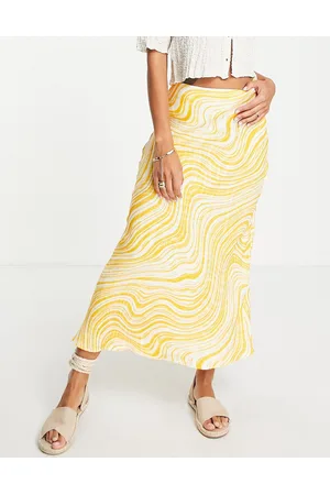 & OTHER STORIES Satin maxi skirt in yellow wavy print