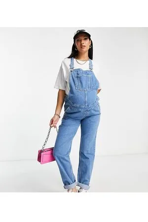 ASOS DESIGN Petite 'original' denim dungarees in midwash