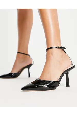 London Rebel Ankle strap pointed stiletto heeled shoes in patent