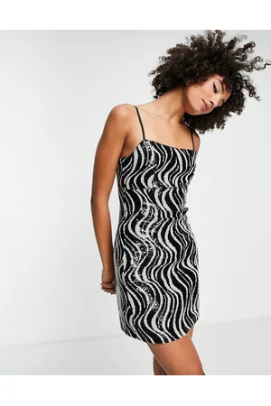 & OTHER STORIES Wave sequin mini dress in black and white