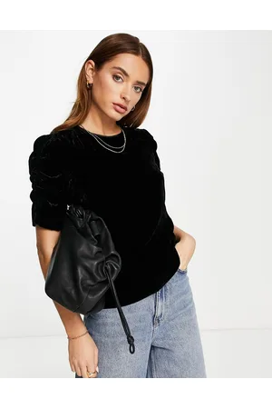 Whistles Nelly velvet sleeve detail top in