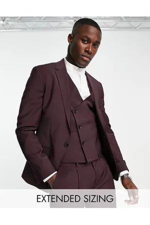 Noak Tower Hill' super skinny suit jacket in burgundy worsted wool blend with stretch