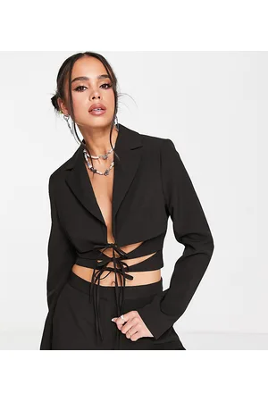 COLLUSION Cropped blazer with tie detail in co-ord