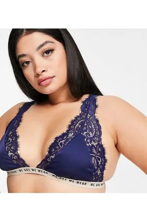 We Are We Wear Fuller Bust triangle bralette with velvet and hardwear trims  in violet
