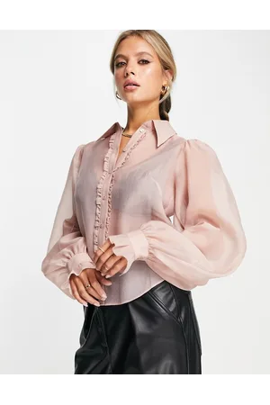 & OTHER STORIES Frill detail blouse with volume sleeves in blush