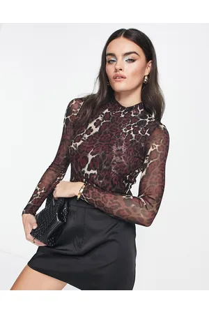 Whistles High neck fitted top in animal print