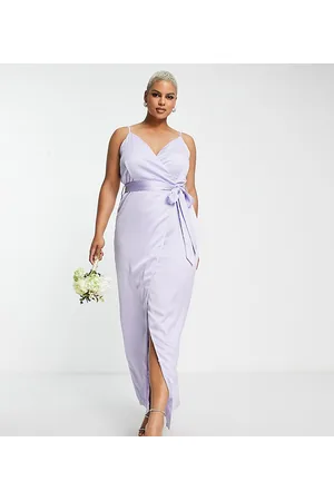 Liquorish Naiset Maksimekot - Bridesmaid satin wrap maxi dress with belt in lilac