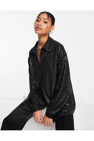 Glamorous Oversized shirt in matte sequin co-ord