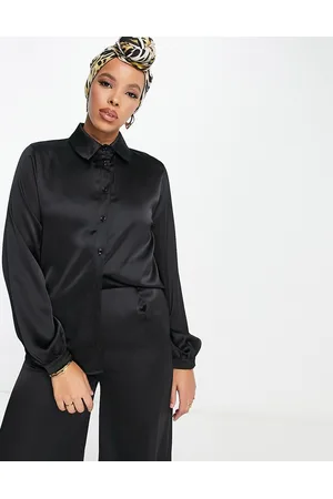 Flounce London Satin button up shirt co-ord in